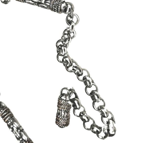 Vintage Woven Metal Design Chain Links Adjustable Heavyweight Belt Silver Tone - Picture 5 of 5